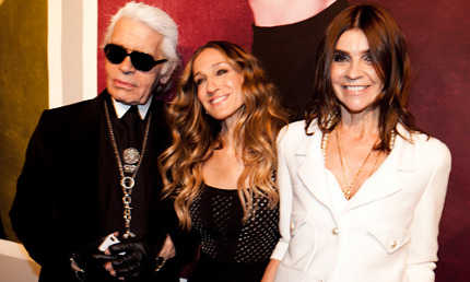 Karl Laferged, Sarah Jessica Parker y Carine Roitfeld