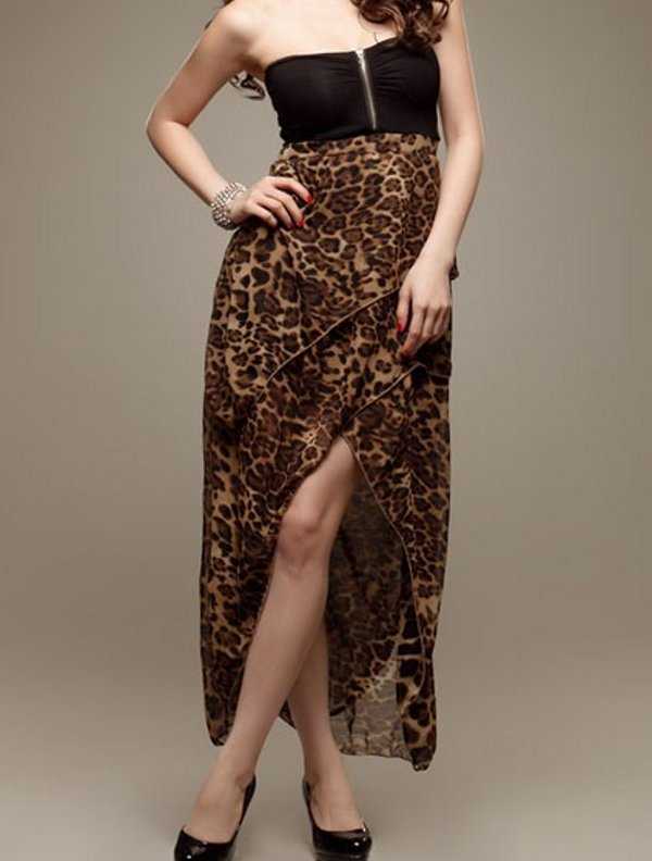 Vestido strapless de animal print